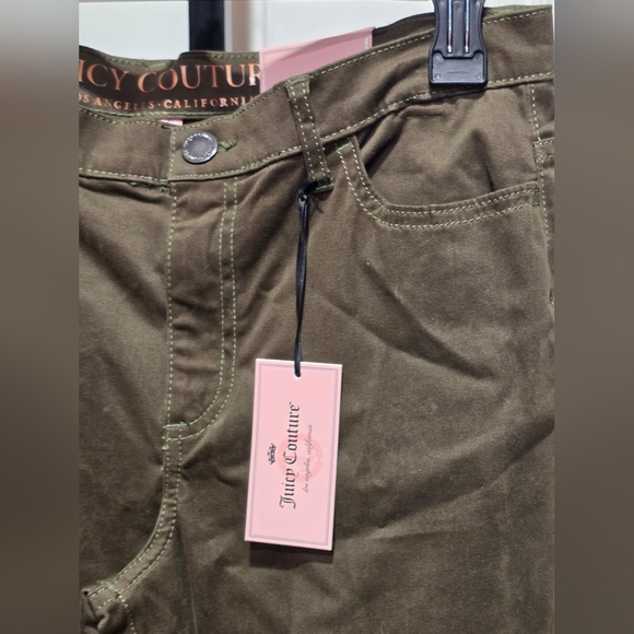 Juicy Couture Urban Olive Stretch Sateen Pants Size 8 - Picture 3 of 11
